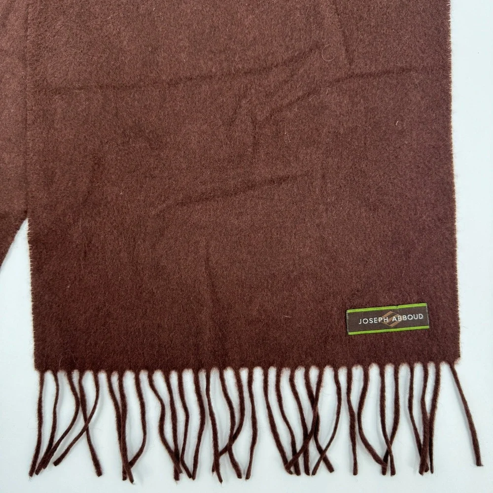Joseph Abboud Scarf Mens OS Brown 100% Cashmere Made in Germany Fringe Trim